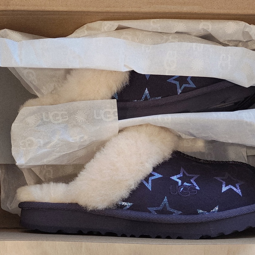 UGG Iridescent Star Slippers with Fluffy Lining